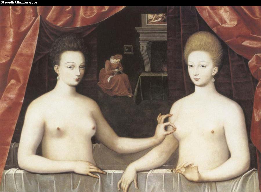 School of Fontainebleau Gabrielle d-Estree and the Duchesse de Villars